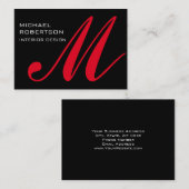Chubby Black Red Monogram Stylish Business Card Visitenkarte (Vorne/Hinten)