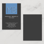 Chubby Blue Graue, schicke Monogramm-Visitenkarte Visitenkarte (Vorne/Hinten)