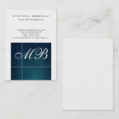 Chubby Blue Script Monogram White Business Card Visitenkarte (Vorne/Hinten)