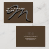 Chubby Cafe Noir Gray Monogram Business Card Visitenkarte (Vorne/Hinten)