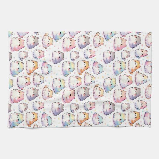 Chubby Cartoon Cat Collection mit Herz Geschirrtuch (Horizontal)