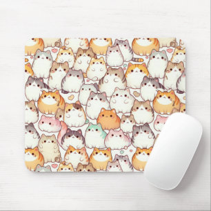 Chubby Cartoon Cat Collection mit Herz Mousepad