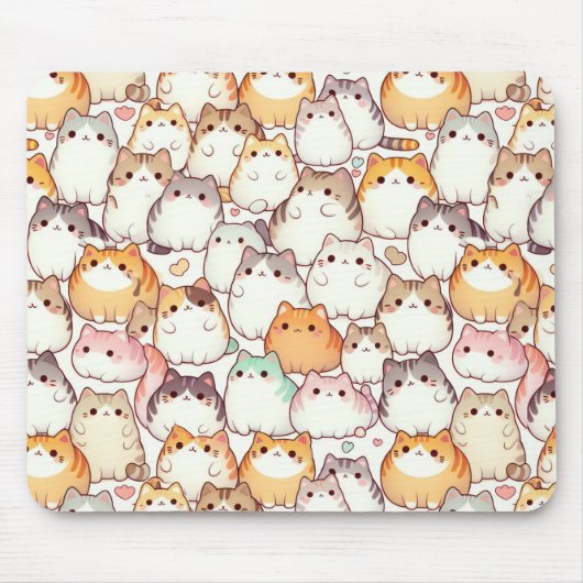 Chubby Cartoon Cat Collection mit Herz Mousepad (Vorne)