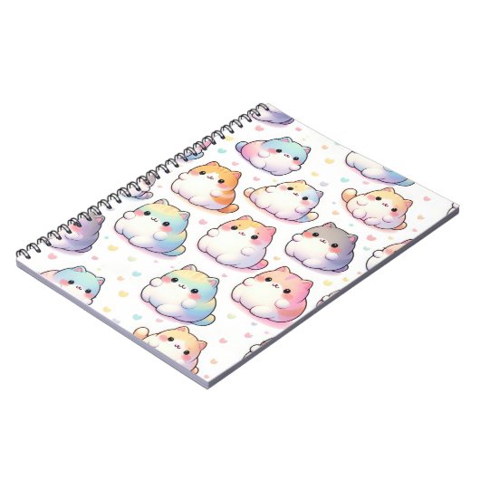 Chubby Cartoon Cat Collection mit Herz Notizblock (Linke Seite)