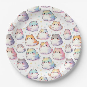 Chubby Cartoon Cat Collection mit Herz Pappteller