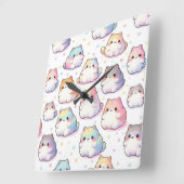 Chubby Cartoon Cat Collection mit Herz Quadratische Wanduhr (Winkel)