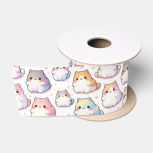 Chubby Cartoon Cat Collection mit Herz Satinband