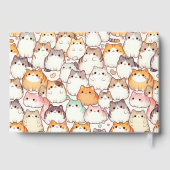 Chubby Cartoon Cat Collection With Hearts Gästebuch (Rückseite)