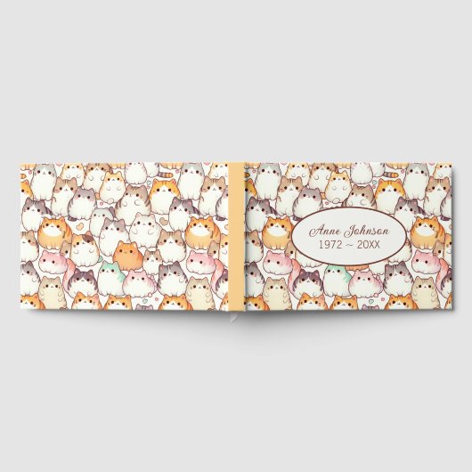 Chubby Cartoon Cat Collection With Hearts Gästebuch (Voll)