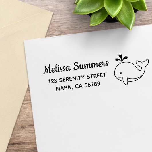Chubby Cartoon Whale Adresse Gummistempel