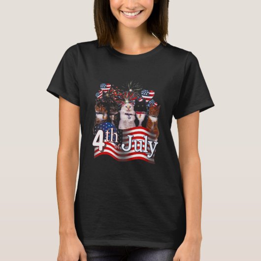 Chubby Cat American Flag 4. Juli T-Shirt (Vorderseite)
