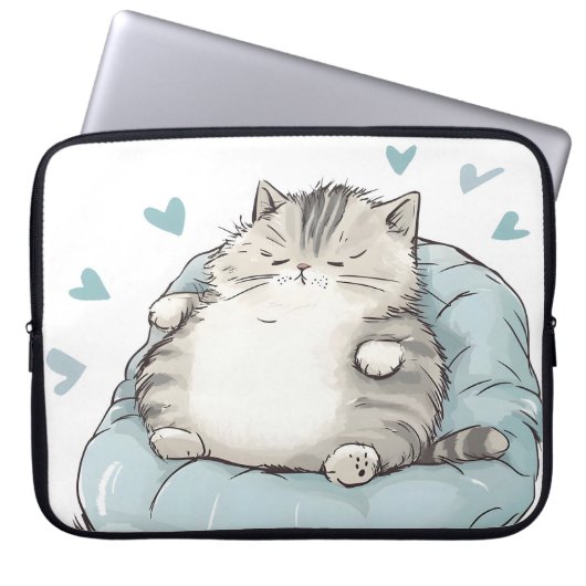 Chubby Cat Chill Vibes Laptopschutzhülle (Vorderseite)