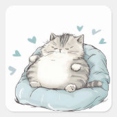 Chubby Cat Chill Vibes Quadratischer Aufkleber (Vorderseite)