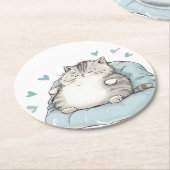Chubby Cat Chill Vibes Runder Pappuntersetzer (Angewinkelt)