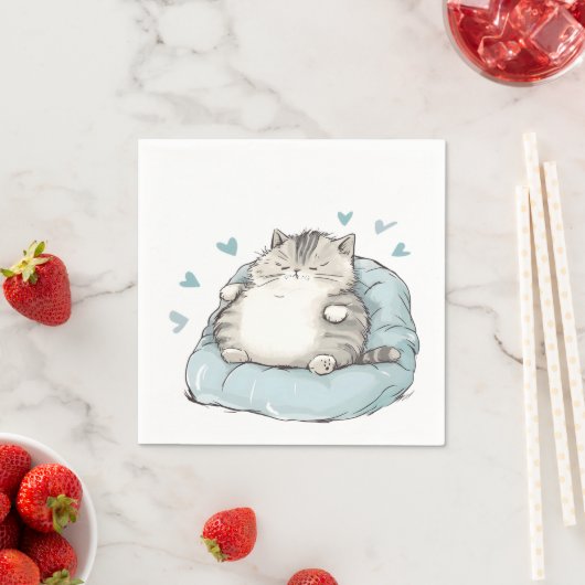 Chubby Cat Chill Vibes Serviette (Beispiel)