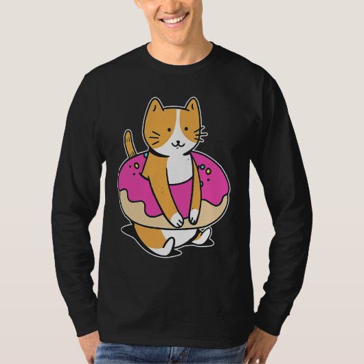 Chubby Cat Donut Süßes Konditorei Schwimmbad Sport T-Shirt (Vorderseite)