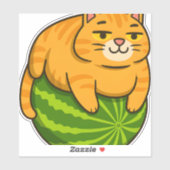 Chubby Cat on Watermelon Meme Shirt Aufkleber (Blatt)