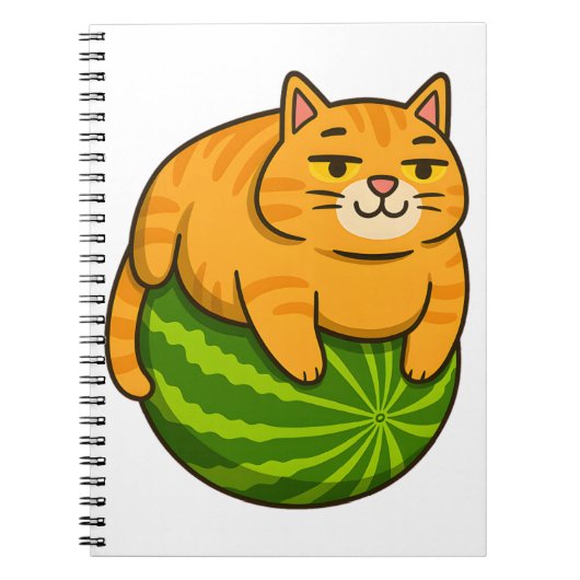 Chubby Cat on Watermelon Meme Shirt Notizblock (Vorderseite)