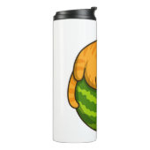 Chubby Cat on Watermelon Meme Shirt Thermosbecher (Nach links gedreht)