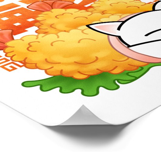 Chubby Cat Shrimp Tempura Poster (Ecke)