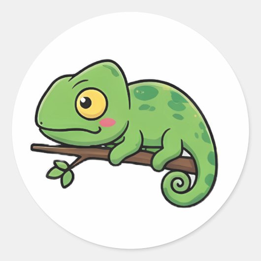 Chubby Chameleon Runder Aufkleber (Vorderseite)