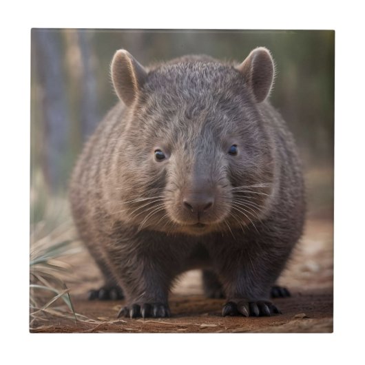"Chubby Charm: Die Adorable Australian Wombat" Fliese (Vorderseite)