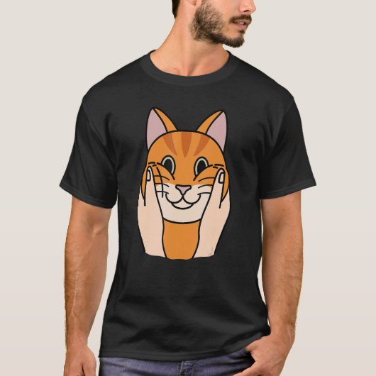Chubby Cheeks Ginger Cat Pet T-Shirt (Vorderseite)