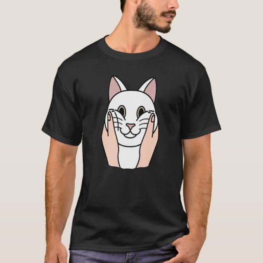 Chubby Cheeks White Cat Pet T-Shirt (Vorderseite)