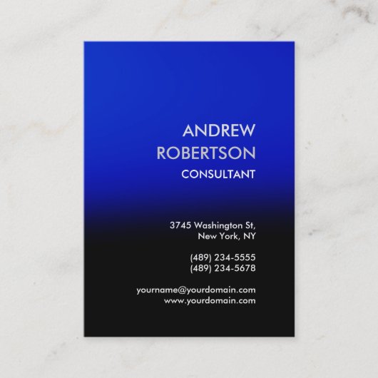 Chubby Clean Blue Black Manager Business Card Visitenkarte (Vorderseite)