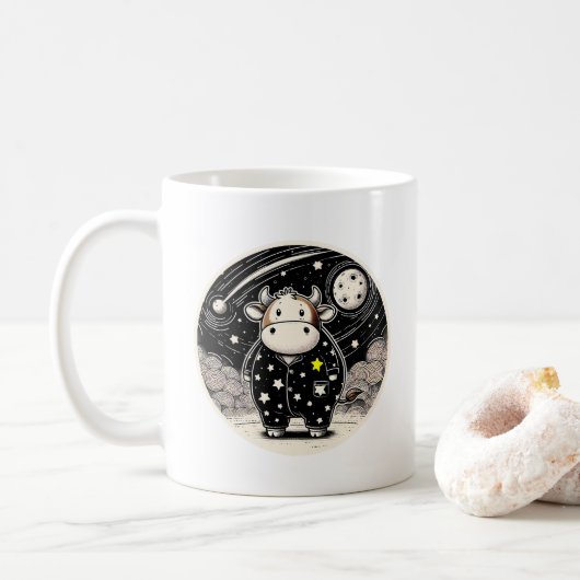 Chubby Cow in Pajamas Kaffeetasse (Mit Donut)