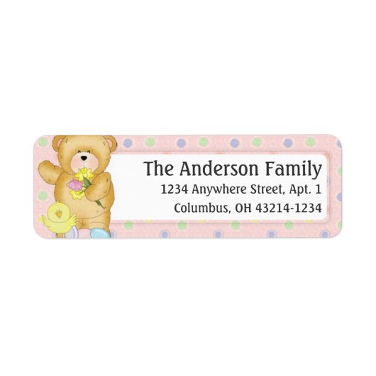 Chubby Cubby Easter Teddy Bear d4 Adressetikett (Vorne)