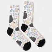 Chubby Cute Cats and Pastel Flowers Pattern Socks Socken (Rechts)