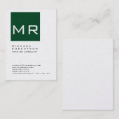 Chubby Forest Green Monogram Business Card Visitenkarte (Vorne/Hinten)