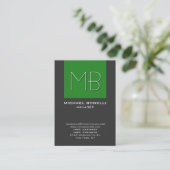 Chubby forest green monogram Visitenkarte (Stehend Vorderseite)