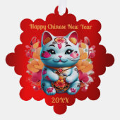 Chubby Fortune Cat Chinesische Neujahrskarte Ornament Karte (Vorderseite)