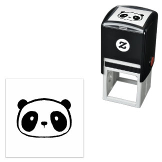 Chubby Giant Panda Cartoon Face Permastempel