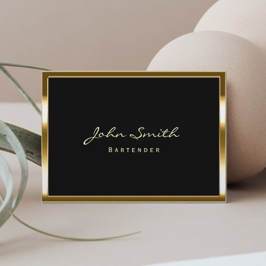 Chubby Gold Border Barkeeper Business Card Visitenkarte