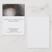 Chubby Grau Muster Orange Monogram Business Card Visitenkarte (Vorne/Hinten)