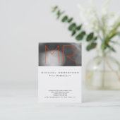 Chubby Grau Muster Orange Monogram Business Card Visitenkarte (Stehend Vorderseite)