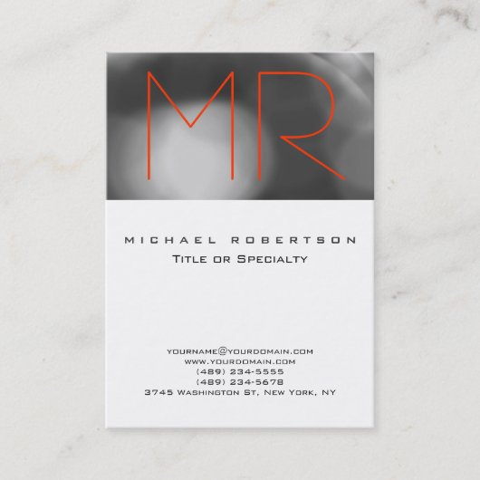 Chubby Grau Muster Orange Monogram Business Card Visitenkarte (Vorderseite)