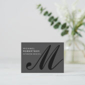 Chubby Gray Black Monogram Stilvolle Visitenkarte (Stehend Vorderseite)