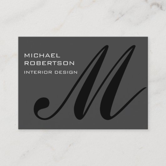 Chubby Gray Black Monogram Stilvolle Visitenkarte (Vorderseite)
