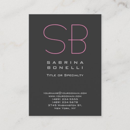 Chubby Gray Modern Monogram Business Card Visitenkarte (Vorderseite)