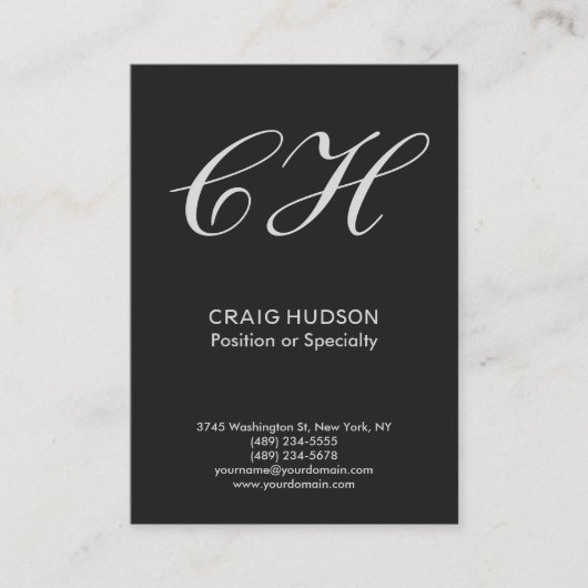 Chubby Gray Monogram Berufliche Visitenkarte (Vorderseite)