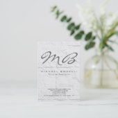 Chubby Gray Monogram Calligraphy Business Card Visitenkarte (Stehend Vorderseite)