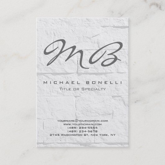 Chubby Gray Monogram Calligraphy Business Card Visitenkarte (Vorderseite)