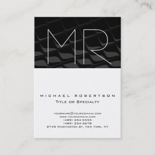 Chubby Gray Muster Monogram Business Card Visitenkarte (Vorderseite)