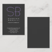 Chubby Gray Sophisticed Monogram Business Card Visitenkarte (Vorne/Hinten)