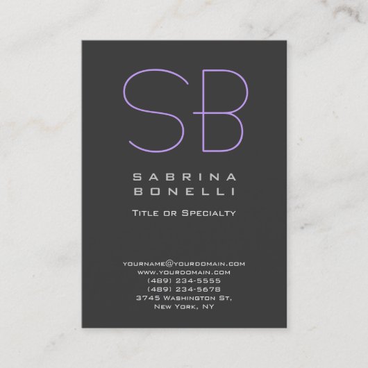 Chubby Gray Sophisticed Monogram Business Card Visitenkarte (Vorderseite)