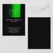 Chubby green black unique monogram business card visitenkarte (Vorne/Hinten)